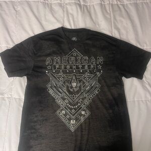 American Fighter Black Short Sleeve Tee with Geometric Design
